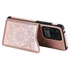 For Samsung Galaxy S20 Ultra Flower Embossing Pattern Shockproof Protective Case with Holder & Card Slots & Photo Frame(Rose Gold) - 5