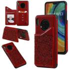 For Huawei Mate 30 Flower Embossing Pattern Shockproof Protective Case with Holder & Card Slots & Photo Frame(Red) - 1