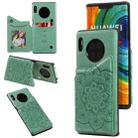 For Huawei Mate 30 Pro Flower Embossing Pattern Shockproof Protective Case with Holder & Card Slots & Photo Frame(Green) - 1