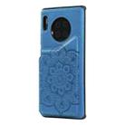 For Huawei Mate 30 Pro Flower Embossing Pattern Shockproof Protective Case with Holder & Card Slots & Photo Frame(Blue) - 2