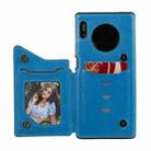 For Huawei Mate 30 Pro Flower Embossing Pattern Shockproof Protective Case with Holder & Card Slots & Photo Frame(Blue) - 4