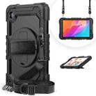 For Huawei MatePad T8 Shockproof Colorful Silicone + PC Protective Case with Holder & Shoulder Strap & Hand Strap(Black) - 1