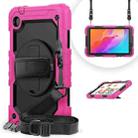 For Huawei MatePad T8 Shockproof Colorful Silicone + PC Protective Case with Holder & Shoulder Strap & Hand Strap(Rose Red) - 1