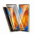 For Huawei Mate Xs Ultra Slim Double Sides Magnetic Adsorption Angular Frame Tempered Glass Magnet Flip Case(Gold) - 1