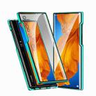 For Huawei Mate Xs Ultra Slim Double Sides Magnetic Adsorption Angular Frame Tempered Glass Magnet Flip Case(Green) - 1