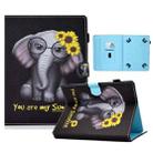 For 10 inch Tablet Electric Pressed TPU Colored Drawing Horizontal Flip Leather Case with Holder & Pen Slot(Chrysanthemum Elephant) - 1