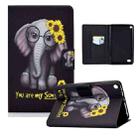 For Amazon Kindle Fire 7 (2015)/(2017)/(2019) Electric Pressed TPU Colored Drawing Horizontal Flip Leather Case with Holder & Pen Slot(Chrysanthemum Elephant) - 1