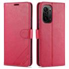 For Xiaomi Redmi K40 AZNS Sheepskin Texture Horizontal Flip Leather Case with Holder & Card Slots & Wallet(Red) - 1