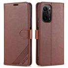 For Xiaomi Poco F3 AZNS Sheepskin Texture Horizontal Flip Leather Case with Holder & Card Slots & Wallet(Brown) - 1