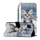 For Samsung Galaxy A12 3D Pattern Horizontal Flip Leather Case with Holder & Card Slots & Wallet(Kitten) - 1