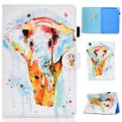 For iPad 10.2 2021 / 2020 / 2019 Colored Drawing Horizontal Flip Leather Case with Holder & Card Slots & Sleep / Wake-up Function(Watercolor Elephant) - 1