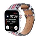 Marble Ethnic Style Printed Leather Watch Band For Apple Watch Series 8&7 41mm / SE 2&6&SE&5&4 40mm / 3&2&1 38mm(Black Pink Ethnic Style) - 1
