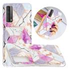 For Huawei P smart 2021 Flat Plating Splicing Gilding Protective Case(Purple White Marble Color Matching) - 1