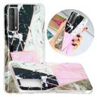 For Huawei P smart 2021 Flat Plating Splicing Gilding Protective Case(Grey Pink White Marble Color Matching) - 1