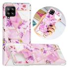 For Samsung Galaxy A42 5G Flat Plating Splicing Gilding Protective Case(Purple Flowers Color Matching) - 1