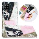 For Samsung Galaxy A42 5G Flat Plating Splicing Gilding Protective Case(Grey Pink White Marble Color Matching) - 1