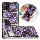 For Samsung Galaxy A42 5G Flat Plating Splicing Gilding Protective Case(Black Background Flower Matching Color) - 1