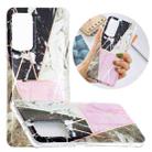 For Samsung Galaxy A72 5G / 4G Flat Plating Splicing Gilding Protective Case(Grey Pink White Marble Color Matching) - 1