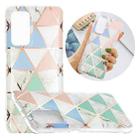 For Samsung Galaxy A72 5G / 4G Flat Plating Splicing Gilding Protective Case(Blue White Green Pink Color Matching) - 1