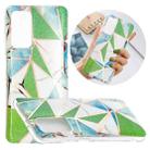 For Samsung Galaxy A72 5G / 4G Flat Plating Splicing Gilding Protective Case(Green Triangle Body Color Matching) - 1