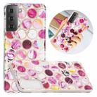For Samsung Galaxy S21 5G Flat Plating Splicing Gilding Protective Case(Round Color Matching) - 1