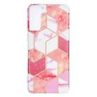 For Samsung Galaxy S21+ 5G Flat Plating Splicing Gilding Protective Case(Cherry Glitter Color Matching) - 1