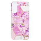 For Samsung Galaxy S21+ 5G Flat Plating Splicing Gilding Protective Case(Purple Flowers Color Matching) - 1