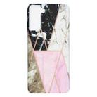 For Samsung Galaxy S21+ 5G Flat Plating Splicing Gilding Protective Case(Grey Pink White Marble Color Matching) - 1
