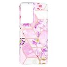 For Samsung Galaxy S21 Ultra 5G Flat Plating Splicing Gilding Protective Case(Purple Flowers Color Matching) - 1
