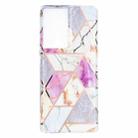 For Samsung Galaxy S21 Ultra 5G Flat Plating Splicing Gilding Protective Case(Purple White Marble Color Matching) - 1