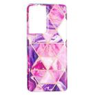 For Samsung Galaxy S21 Ultra 5G Flat Plating Splicing Gilding Protective Case(Rose Red Purple Color Matching) - 1