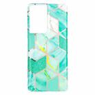 For Samsung Galaxy S21 Ultra 5G Flat Plating Splicing Gilding Protective Case(Green Glitter Color Matching) - 1