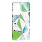 For Samsung Galaxy S21 Ultra 5G Flat Plating Splicing Gilding Protective Case(Green Triangle Body Color Matching) - 1