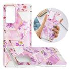 For Xiaomi Mi 10T Pro 5G Flat Plating Splicing Gilding Protective Case(Purple Flowers Color Matching) - 1