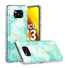 For Xiaomi Poco X3 Flat Plating Splicing Gilding Protective Case(Green Glitter Color Matching) - 1