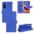 For Xiaomi Redmi K40 / K40 Pro Solid Color Skin Feel Magnetic Buckle Horizontal Flip Calf Texture PU Leather Case with Holder & Card Slots & Wallet(Blue) - 1