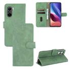 For Xiaomi Redmi K40 / K40 Pro Solid Color Skin Feel Magnetic Buckle Horizontal Flip Calf Texture PU Leather Case with Holder & Card Slots & Wallet(Green) - 1