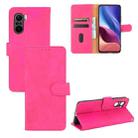 For Xiaomi Redmi K40 / K40 Pro Solid Color Skin Feel Magnetic Buckle Horizontal Flip Calf Texture PU Leather Case with Holder & Card Slots & Wallet(Rose Red) - 1