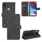 For Motorola Moto E7 Power Solid Color Skin Feel Magnetic Buckle Horizontal Flip Calf Texture PU Leather Case with Holder & Card Slots & Wallet(Black) - 1