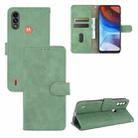 For Motorola Moto E7 Power Solid Color Skin Feel Magnetic Buckle Horizontal Flip Calf Texture PU Leather Case with Holder & Card Slots & Wallet(Green) - 1