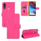 For Motorola Moto E7 Power Solid Color Skin Feel Magnetic Buckle Horizontal Flip Calf Texture PU Leather Case with Holder & Card Slots & Wallet(Rose Red) - 1