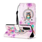For Huawei P smart 2021 Oil Embossed Coloured Drawing Pattern Horizontal Flip PU Leather Case with Holder & Card Slots & Wallet(Owl Wind Chimes) - 1
