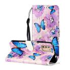 For OnePlus 8T Oil Embossed Coloured Drawing Pattern Horizontal Flip PU Leather Case with Holder & Card Slots & Wallet(Purple Flower Butterfly) - 1