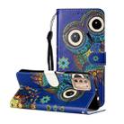 For OnePlus 8T Oil Embossed Coloured Drawing Pattern Horizontal Flip PU Leather Case with Holder & Card Slots & Wallet(Blue Owl) - 1