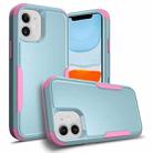 For iPhone 11 TPU + PC Shockproof Protective Case (Grey Green + Pink) - 1