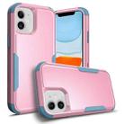 For iPhone 11 TPU + PC Shockproof Protective Case (Pink + Grey Green) - 1