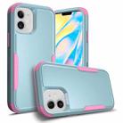 For iPhone 12 mini TPU + PC Shockproof Protective Case (Grey Green + Pink) - 1