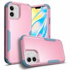 For iPhone 12 mini TPU + PC Shockproof Protective Case (Pink + Grey Green) - 1