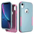 For iPhone XR TPU + PC Shockproof Protective Case(Grey Green + Pink) - 1
