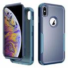 For iPhone X / XS TPU + PC Shockproof Protective Case(Royal Blue + Grey Green) - 1